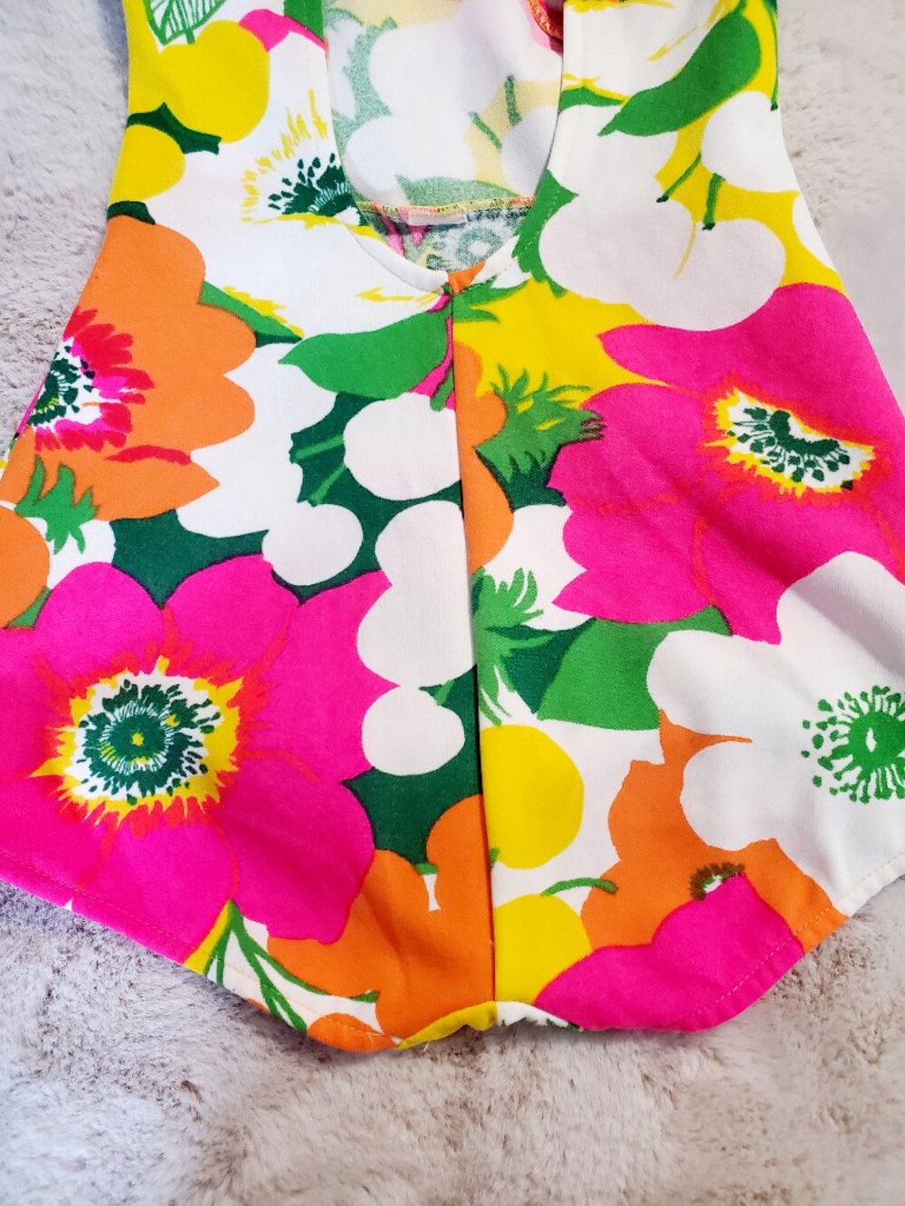Vintage 70s Mod Floral Swimsuit/Bathing Suit Retro Pin Up Bright Psyc 11/12 - Picture 3 of 16